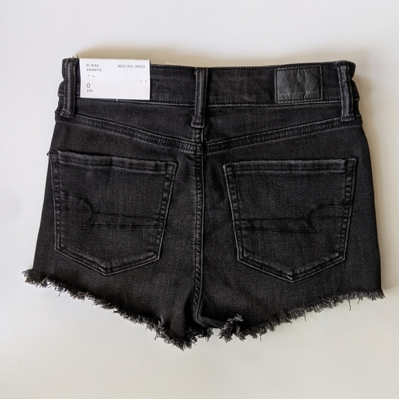 American Eagle Hi-Rise Shortie Denim Shorts in Black Wash, 0 NWT - Picture 4 of 5